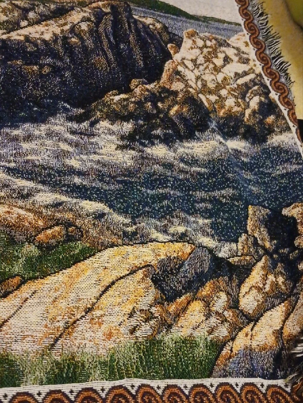 Coastal Lighthouse Woven Throw Blanket - Scenic Beach Tapestry